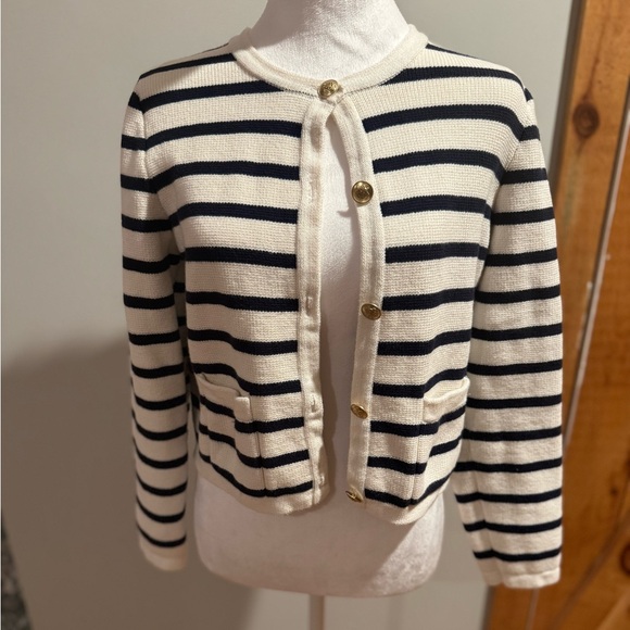 J.Crew Natural/Navy Emilie Sweater Lady Jacket, M - Picture 4 of 5